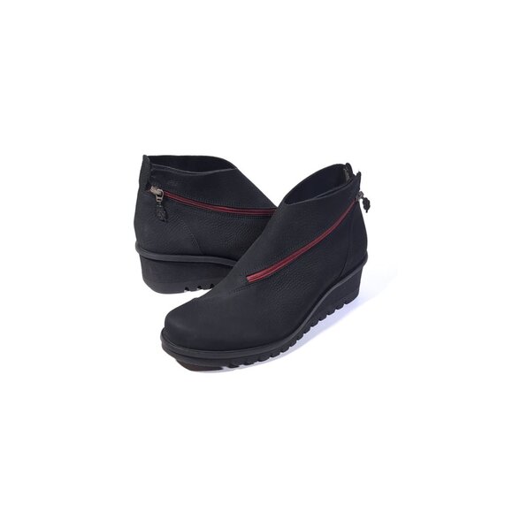 Loints of Holland Boots 40 'Lightning' Black Low Wedge Bootie Nubuck SZ … - Picture 2 of 9